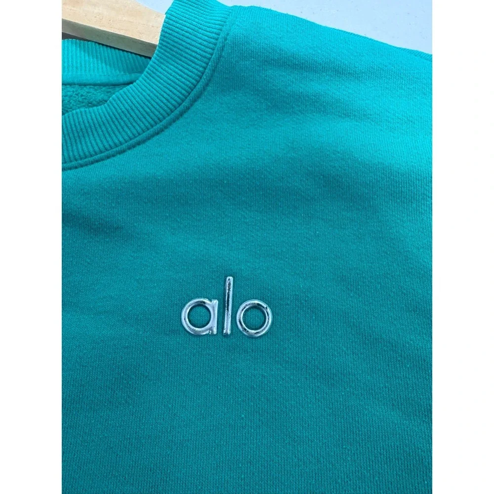 Alo Yoga Green Accolade Oversized Crewneck Sweatshirt Pullover Women Size Small